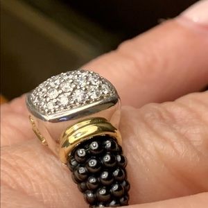 LAGOS black caviar 2 toned diamond ring  6